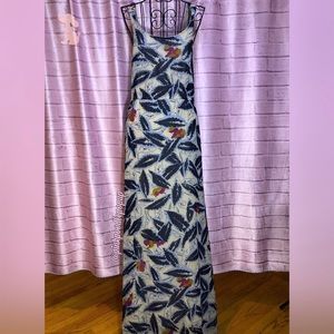Willow & Clay Blue & Cream Split Front Maxi Dress